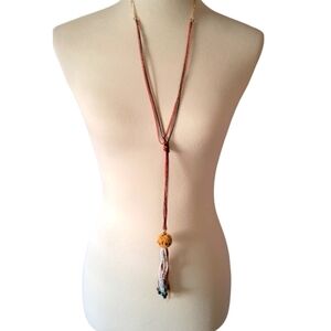 Urban‎ Boutique - Multi Color Chain and Beaded Statement Necklace
